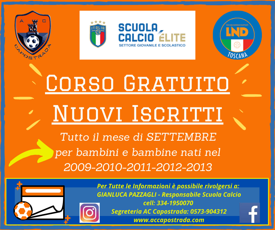 Corso Gratuito Nuovi Iscritti - Settembre 2020